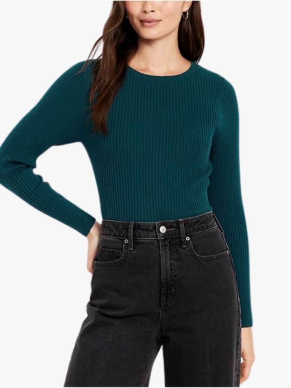 Old Navy Women's Ribbed Scoop Neck Sweater - Forest Green